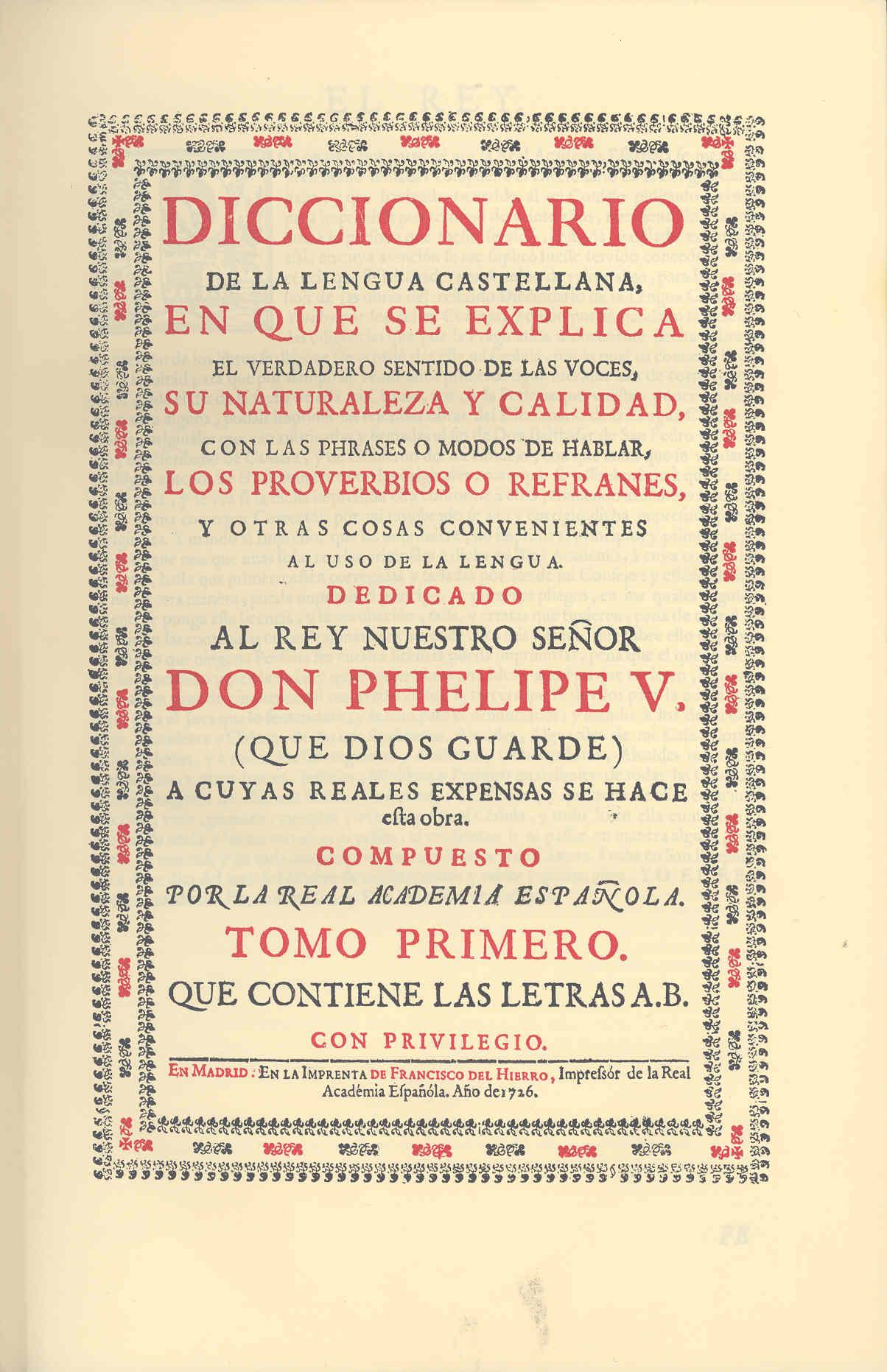 Dicionario RAE (1726)